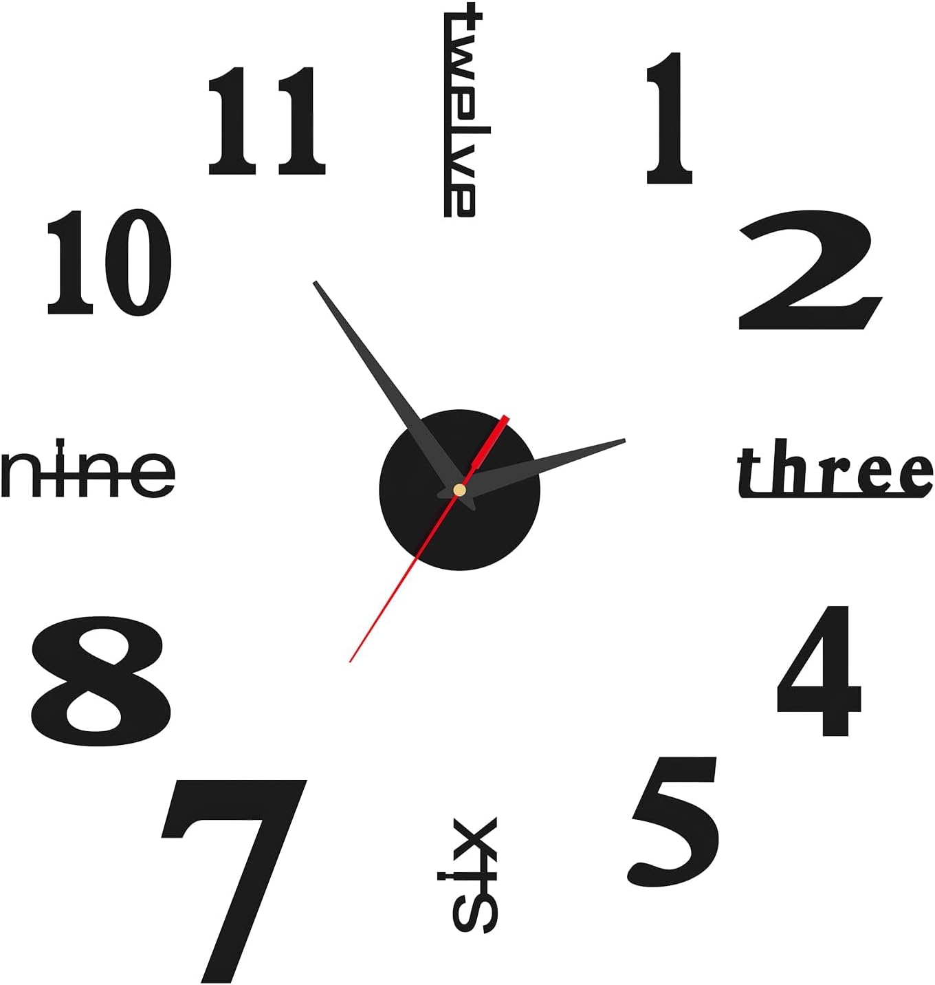 3D Wall Clock DIY Modern Design Large Wall Sticker - 40 cm Diameter