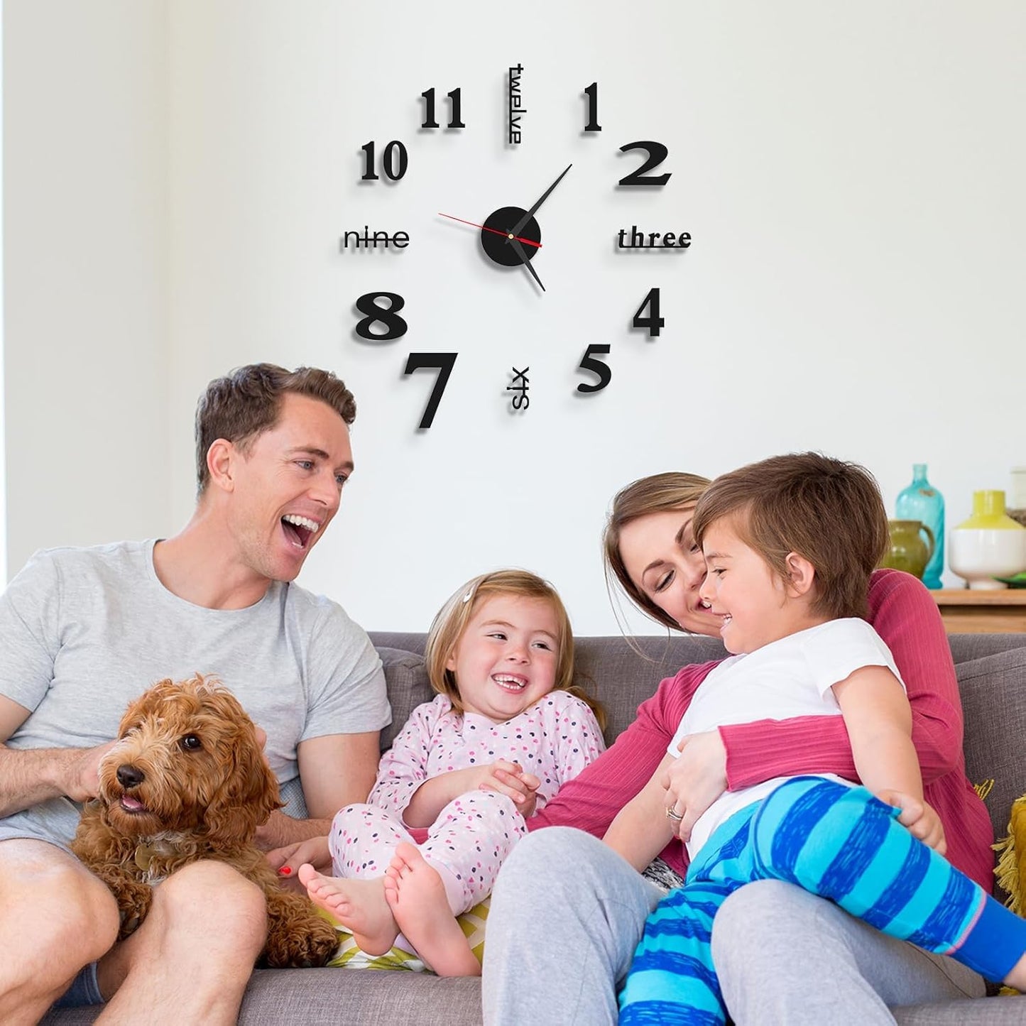 3D Wall Clock DIY Modern Design Large Wall Sticker - 40 cm Diameter