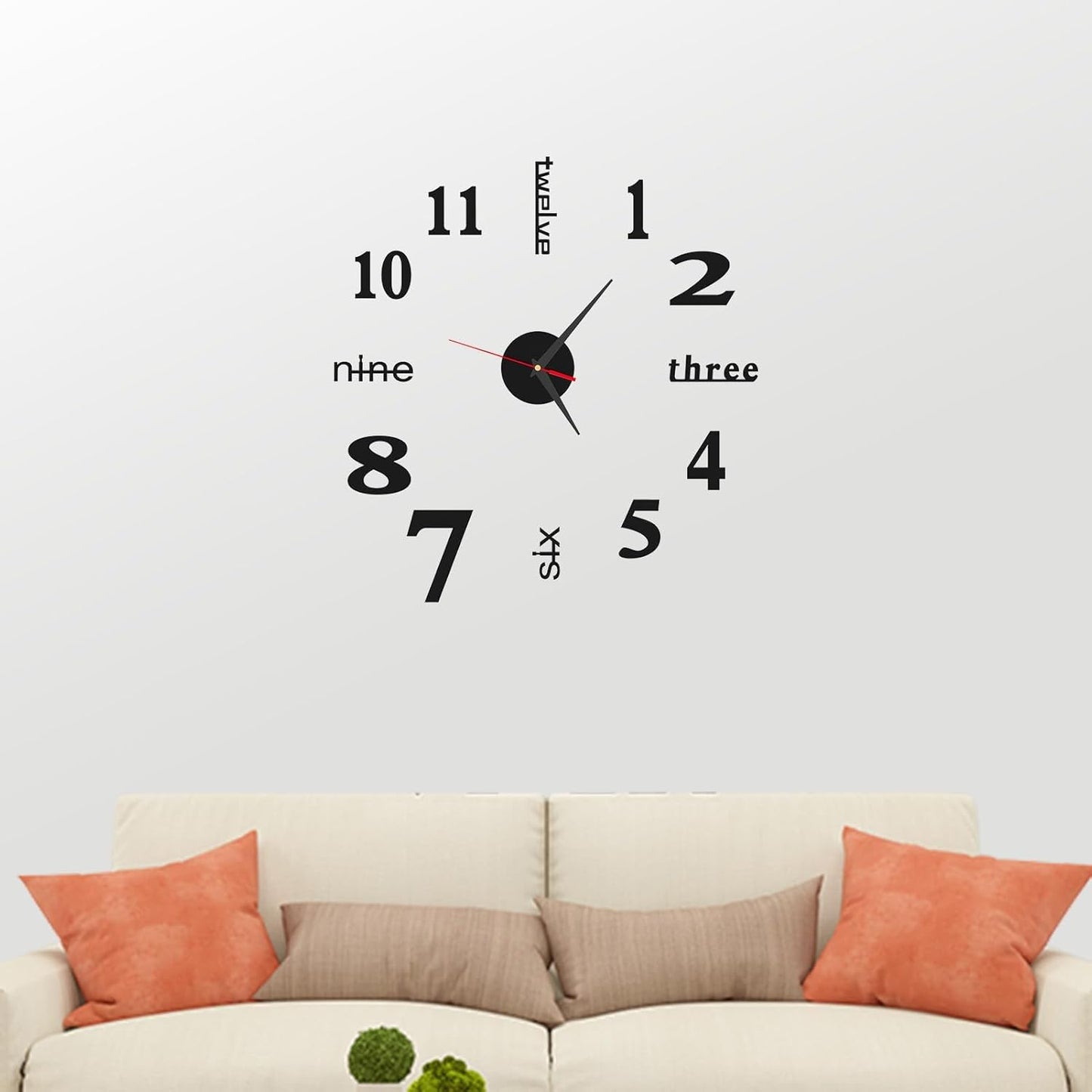 3D Wall Clock DIY Modern Design Large Wall Sticker - 40 cm Diameter